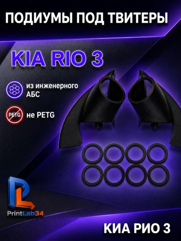 Подиумы в двери под твитеры, пищалки, динамики для KIA RIO 3. — фото 2 — Комплект подиумов под твитеры для автомобиля КИА ...