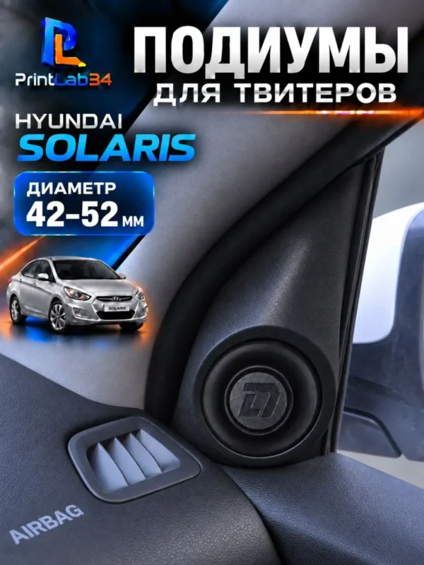 Подиумы в двери под твитеры, пищалки, динамики для Hyundai Solaris 2 — Стандартные уголки в двери на Hyundai Solaris c 201...