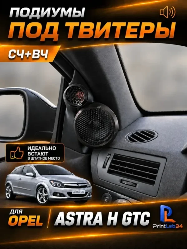 Основа подиумов под твитеры для OPEL ASTRA GTC — Стандартные уголки в двери на OPEL ASTRA GTC, сделанные под…