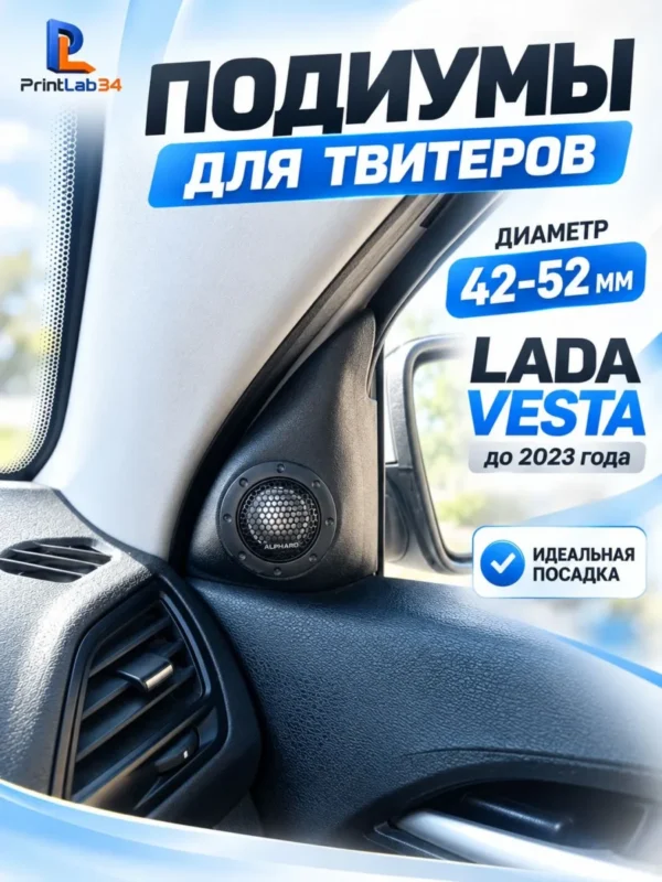 Подиумы в двери под твитеры, пищалки, динамики для VESTA до 23г — Стандартные уголки в двери на VESTA до 2023 года выпуска...