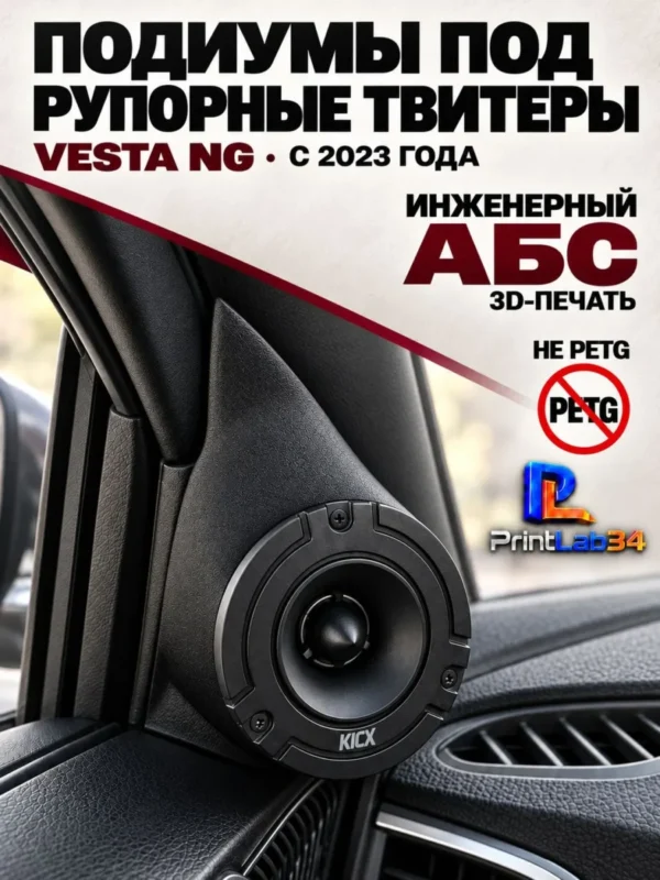 Основа подиумов под рупорные твитеры для Lada VESTA NG — фото 2 — Стандартные уголки в двери на VESTA NG c 2023 года выпуска…